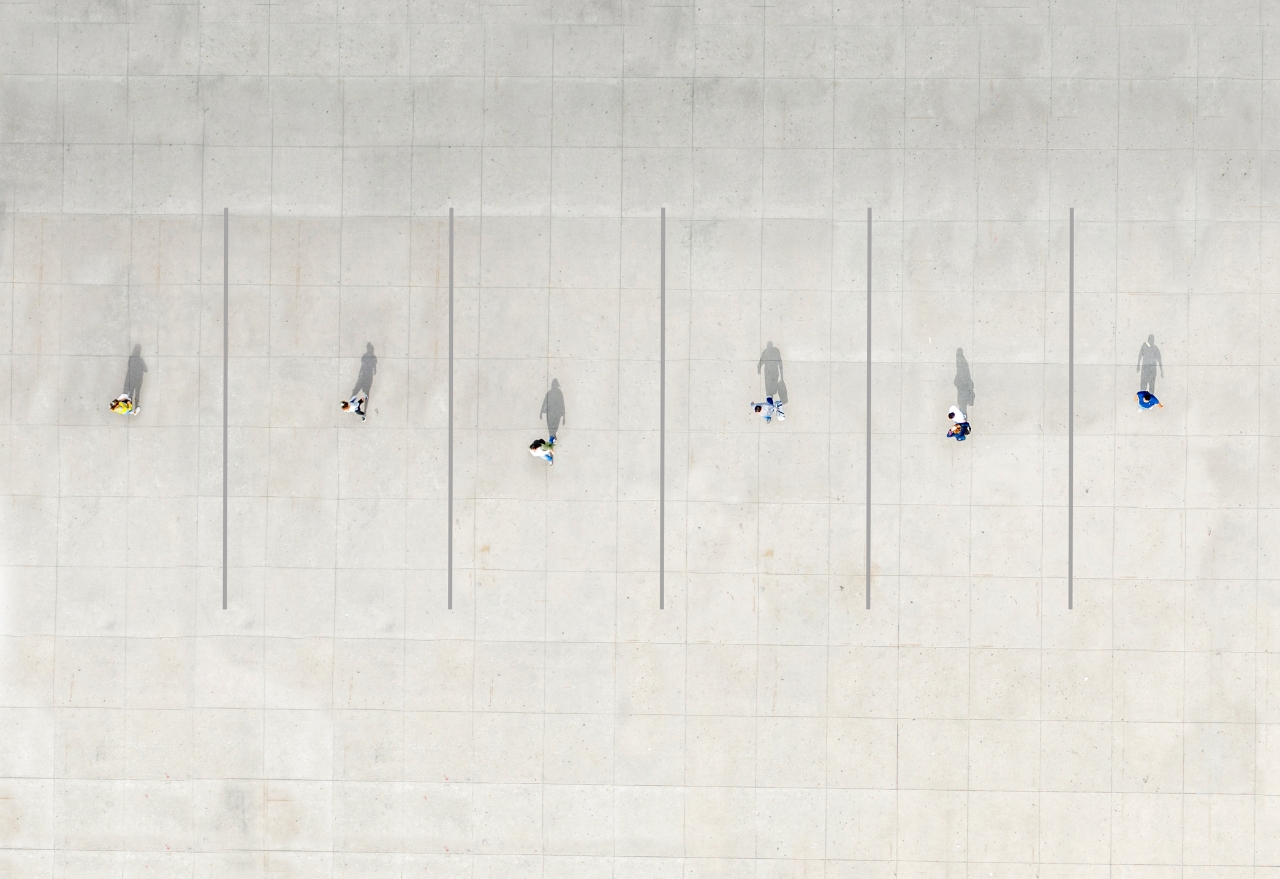 People Walking from Above