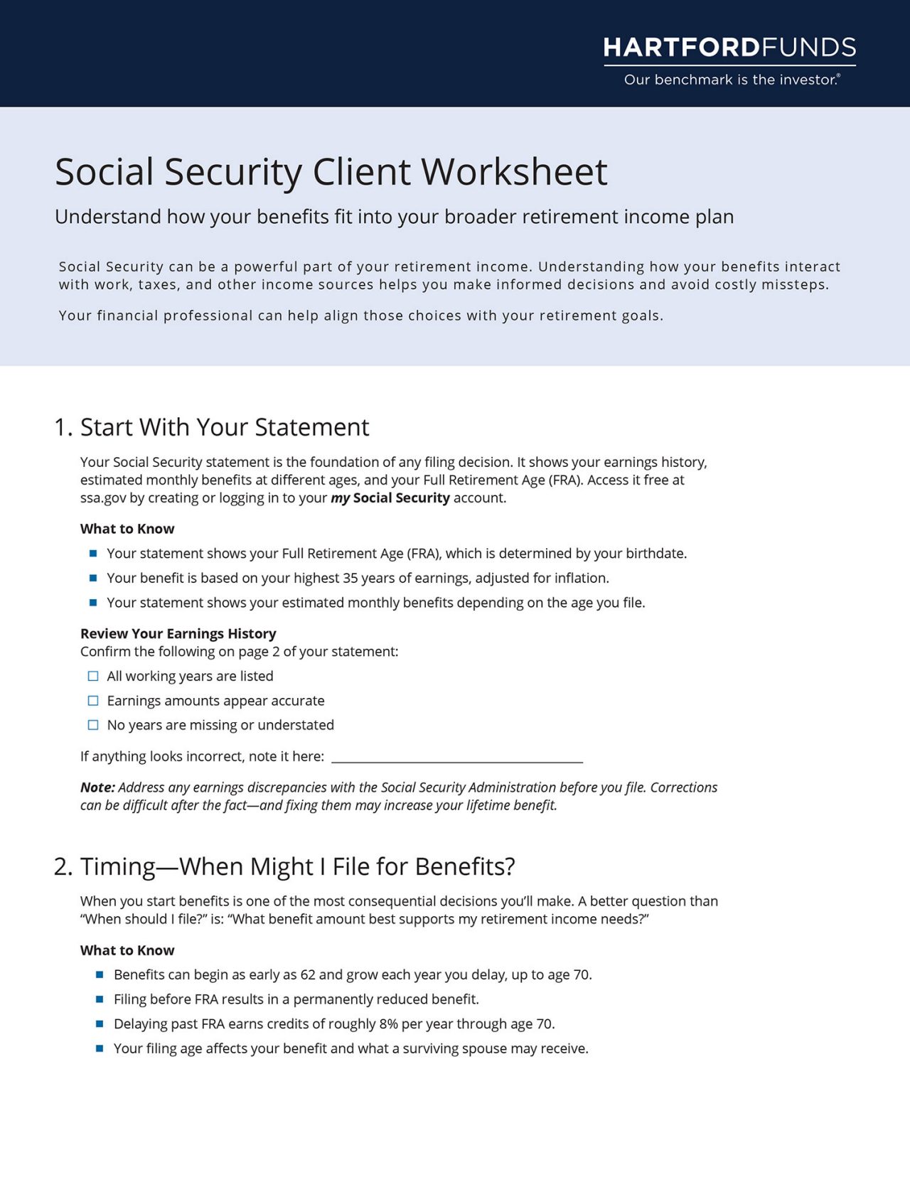 Social Security Client Worksheet