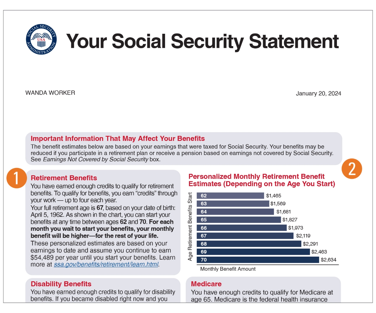 Social Security Form page 1
