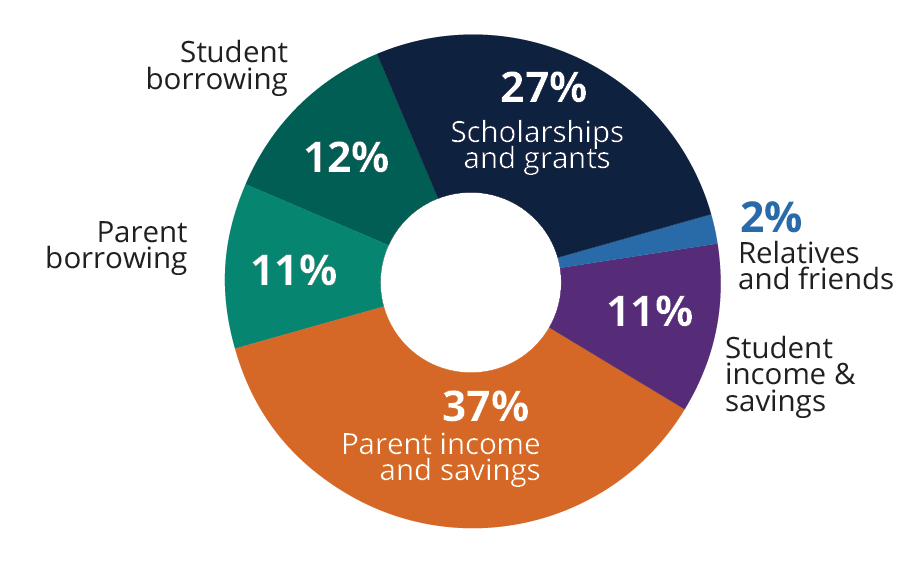How the Typical Family Paid for College in 2024 Pie Chart
