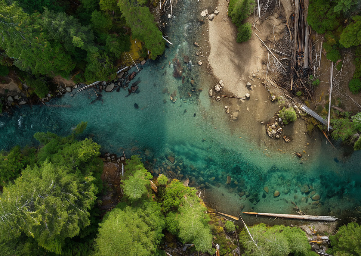Family sitting on the dock by the water