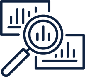 magnifying glass looking at two documents